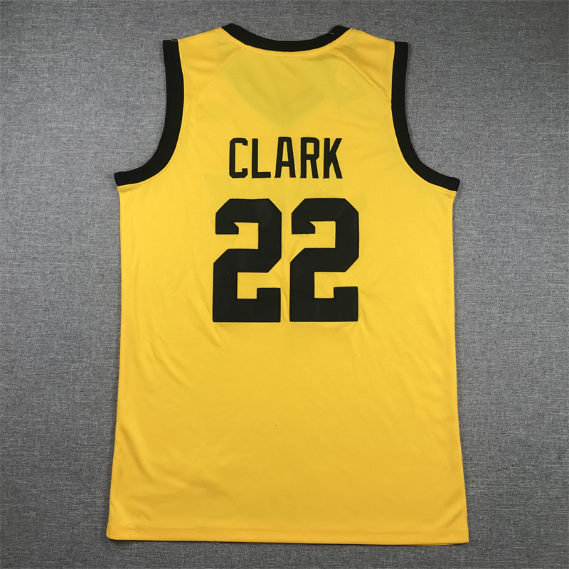 Men Iowa Hawkeye 22 Clark Yellow Nike 2024 NBA Jersey